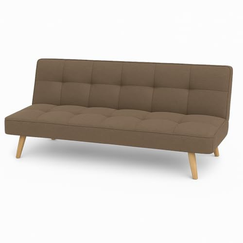 Totò Piccinni Divano Letto 3 Posti SANDWICH Prontoletto Clic-Clac imbottito con piedini in legno (Tessuto Marrone)