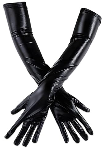 ZORVYN 1 Paio di Lunghi Guanti Sexy da Sera per Donna, Effetto Pelle Lucida (50 cm)
