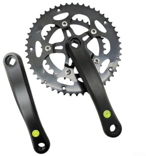 GLFLOW Bielas de bicicleta de carretera Dos platos 34/50T 170mm Longitud del brazo Agujero cuadrado AL6061 Aleación de aluminio adecuada, cadena de 8 Spd y 9 Spd