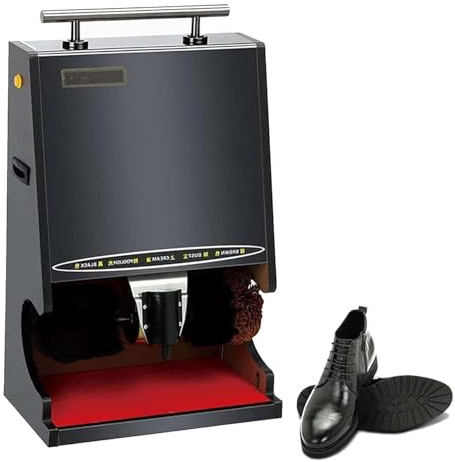 Professionell Automatisk Skoputsmaskin, Dubbelborste för Snabb Rengöring och Polering, Passar Läder- och Skinnskor, 1200W Elektrisk Skoputsare, Titanlegering, Hem och Hotell(Black)