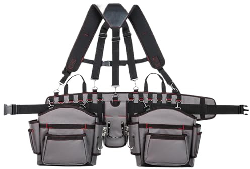 Snickare verktygsbälte | Kraftig verktygsväst med hängslen | Justerbar verktygsväst organiseringsväska för ram byggarbete elektriker utomhus trädgårdsarbete inomhus aktivitet