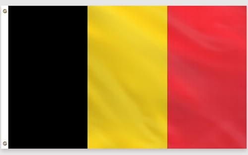 PartyYaa Drapeau de la Belgique, 150 x 90 cm Drapeau belge Impression unilatérale avec 2 œillets en laiton, imperméable, la Belgique pour la fête nationale, Coupe du monde