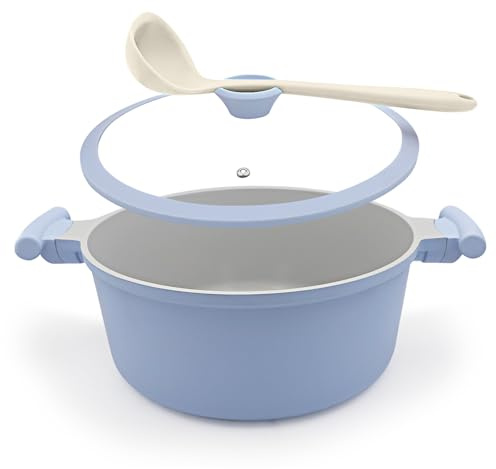 Faitout 28 cm avec couvercle Revêtement antiadhésif céramique, 7L- Bleu