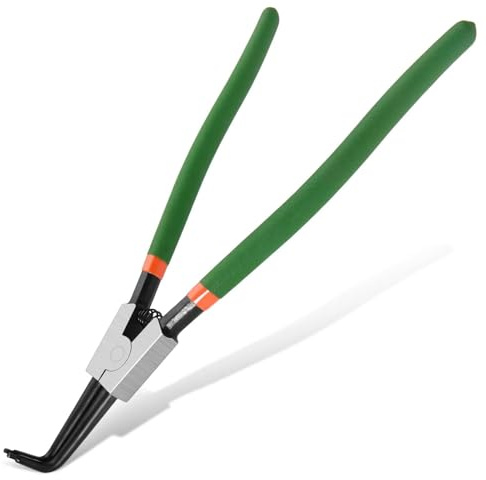 LEONTOOL Sprengringzange, strapazierfähig, externer Sicherungsringzange mit 90 Grad gebogenen Backen, geschmiedete Spitze, Durchmesser 0,3 cm, gefedert, großer C-Clip, Entfernungswerkzeug zum