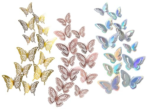 36 Adornos De Mariposas 3D Decoración de Pared de Mariposa en 3D Decoraciones de Pared de Mariposa 3 Estilos 3 Tamaños de Pegatinas Para Calcomanías De Pared Decoración De Fiesta De Boda