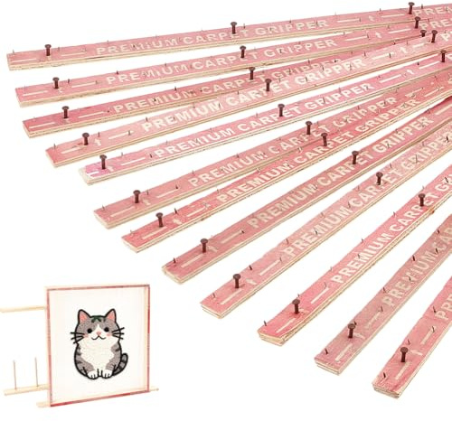 PH PandaHall 12pz Listelli Puntina Tappeto Legno con Chiodi Tappeto Fissaggio Listello, Listello Chiodatura Legno per Sottopavimento Scale Tappeto Imbottitura Pavimento Tappeto Fermaglio