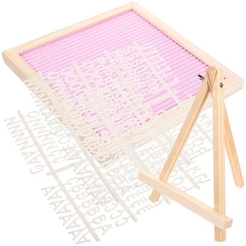 Milisten Tablero de Letras de Fieltro para Mensajes Diy, Tablero de 25x25 Cm en Color Rosa con Marco de Madera, Práctico para Shower, Bodas y Decoración del Hogar