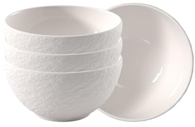 Villeroy & Boch – Manufacture Ice müsliskålar set om 4, ca 14 × 14 × 7 cm, vit med matt glänsande glass, diskmaskins- och mikrovågsugnssäker, skål för müsli och skålar, premium porslin