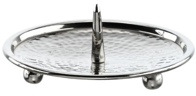 Taufkerzen Kerzenhalter mit Dorn Messing vernickelt (8cm Innen Durchmesser)