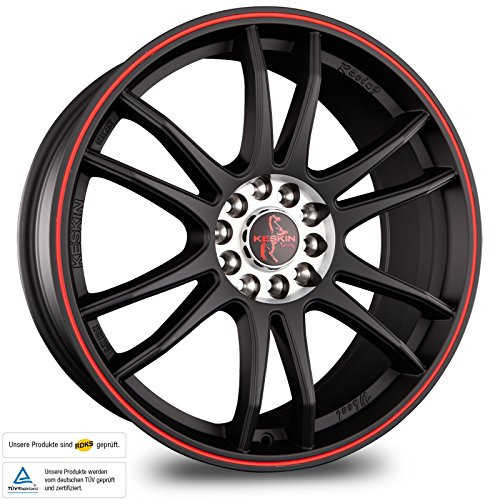 KESKIN KT12 MATT BLACK LIP RED 8x19 ET45 5.00x112.00 Hub Hole 72.60 mm - Alu felgen