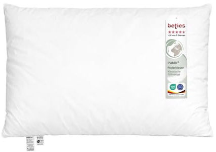 beties - Publik - Kopfkissen 50x80 cm Federkissen – 1100 g – formstabiles Bettkissen – Schlafkissen – waschbares Inlett