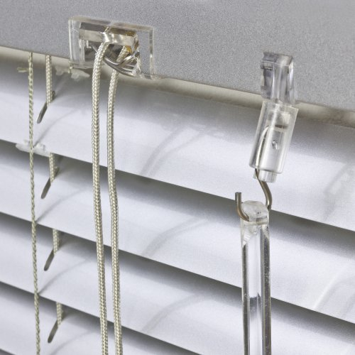 Alu Jalousie Silber - Breite 40 bis 240 cm - Höhe 130/160 / 220 cm - Tür Fenster Rollo Jalousette Aluminium Fensterjalousie Lamellen Metall (40 x 130 cm)