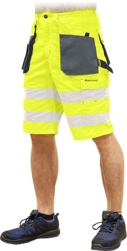 Leber&Hollman Kurze Arbeitshose Sicherheitshose Schutzhose Warnhose Sommer Gelb (LH-FMNX-TS) (M)