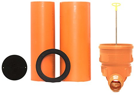 KG Schacht Abwasserschacht Schachtboden mit Rückstauklappe DN400/DN110 - Rohr DN400, DN315 - Deckel DN315 - Kanal Entwässerung Komplett SET