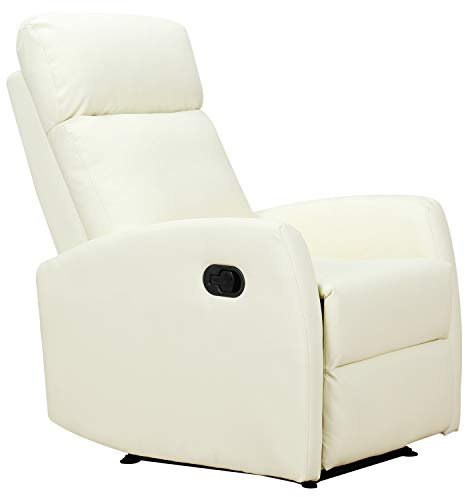 HOMCOM Poltrona Relax Reclinabile 165° con Poggiapiedi Regolabile Ergonomica in pelle PU, 65 × 92 × 100cm Crema