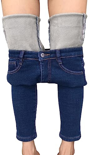 heipeiwa Jeans Invernali da Donna, Foderati in Pile, Termici, Spessi, Skinny, Aderenti, Elasticizzati, Caldi Jeggings, Blu, XL