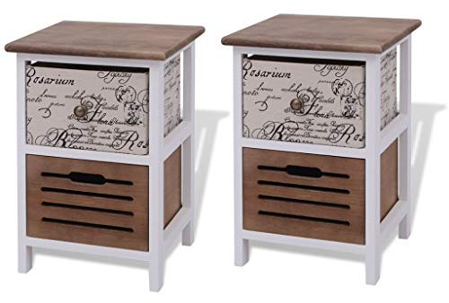 Festnight 2 Stück Nachttisch Nachtschrank Holz Nachtkommode 2 Schubladen 30 x 28 x 46 cm für Schlafzimmer oder Wohnzimmer