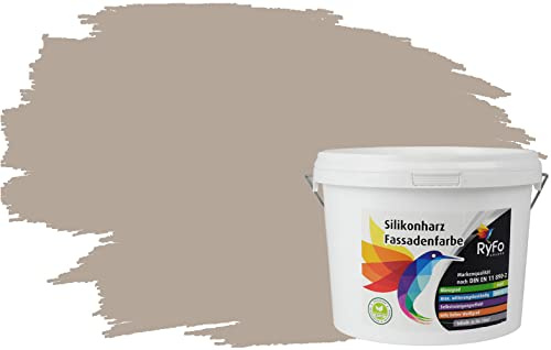 RyFo Colors Silikonharz Fassadenfarbe Lotuseffekt Trend Fango Light 3l - bunte Fassadenfarbe, weitere Braun Farbtöne und Größen erhältlich, Deckkraft Klasse 1