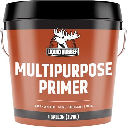 Liquid Rubber Multipurpose Primer - Use on Concrete and Wood, Water-Based Non-Toxic and Fast Drying, Easy to Apply, 1 Gallon