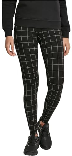 Urban Classics Damen Ladies Check High Waist Leggings, Schwarz (Black/White 00826), W(Herstellergröße: XL)
