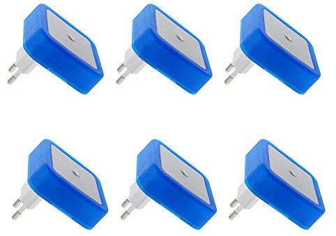 Othmro Luce Notturna Bambini, 6 Pezzi Luce Notturna LED con Sensore Crepuscolare, Luci Notturne da Presa per Bambini, Bagno, Corridoio, Cucina, Scale (Blu)