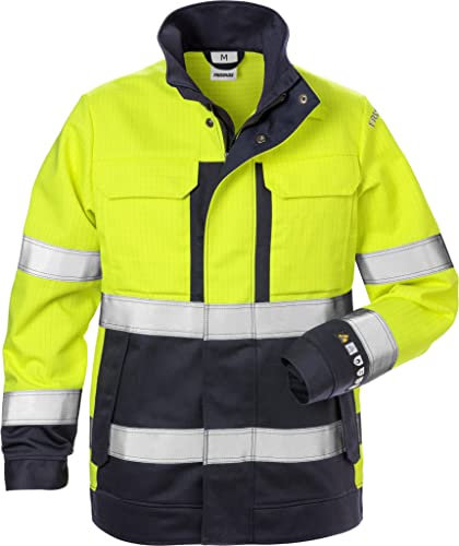 Fristads Flame Warnschutzjacke Damen Klasse 3 4590 Flam - Größe M - Warnschutzgelb/Marineblau