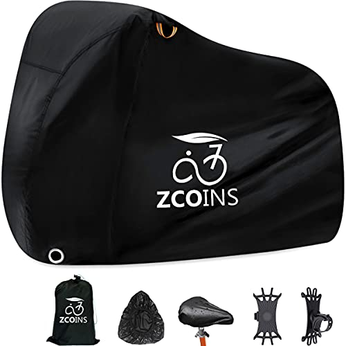 ZCOINS High-Density Waterproof Bike Cover for 1 or 2 Bikes, Lightweight Durable Bicycle Cover for Outside Storage, UV Resistant Dustproof Protection for Mountain Bikes, Includes Storage Bag