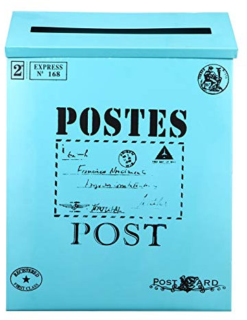 Boîte aux Lettres Rétro en Fer Bleu, Décoration Murale Vintage