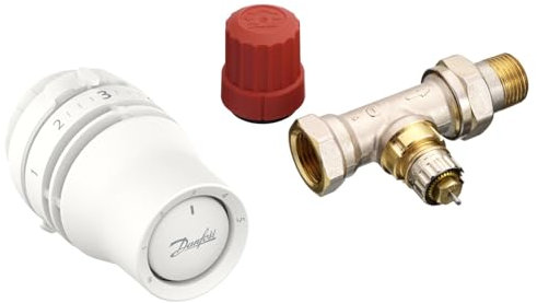 Danfoss Redia 015G5134 - Juego Combinado de termostato para radiador + válvula Recta para radiador con conexión Lateral