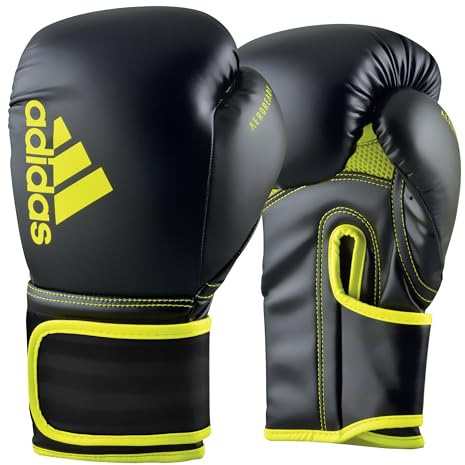 Adidas Boxhandschuhe Hybrid 80 - geeignet fürs Boxen, Kickboxen, MMA, Fitness & Training - für Kindern, Männer oder Frauen - Schwarz/Gelb - 10 oz