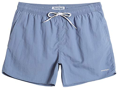 maamgic Homme Short de Bains Maillot de Bain Garcons Pants Court de Sport Séchage Rapide Couleur Unie, Blue Haze, M