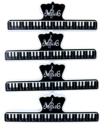 Alnicov Lot de 4 clips de partition de musique en plastique noir - Taille L