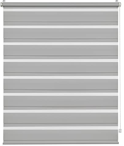 Deco Company Duo Klemmrollo, Doppelrollo, Rollo für Fenster ohne Bohren, Alle Montage-Teile inklusive, Polyester, Hellgrau, 55 x 150 cm