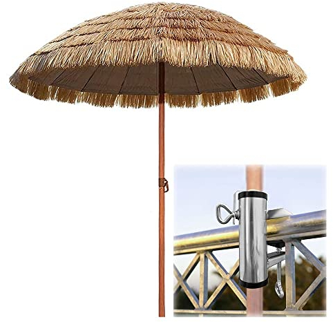 Balkon Sonnenschirm Mit Metall Halterung Klammer, Sonnenschirmhalter, Ø180/210CM Runden Hawaii Terrassenschirm Balkonschirm (Größe : 180CM/70IN Parasol)