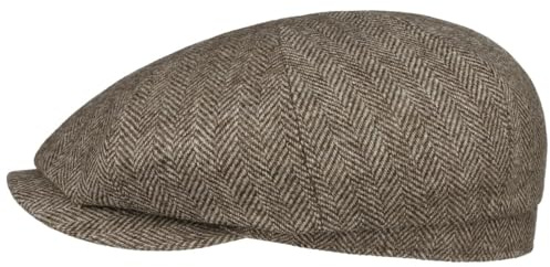 Stetson Hatteras Flatcap Undyed Wool Klassische Form Natürliche Schurwolle Made in EU Herren Herbst/Winter beige-braun M (56-57 cm)