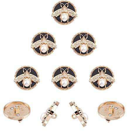 NBEADS 10 Stück Biene Runde Metalltaste, 3D Biene mit Perlen Legierung Emaille Schaft Knöpfe für DIY Handwerk Knopf Nähanzug Uniform Mantel Dekoration Hose Zubehör