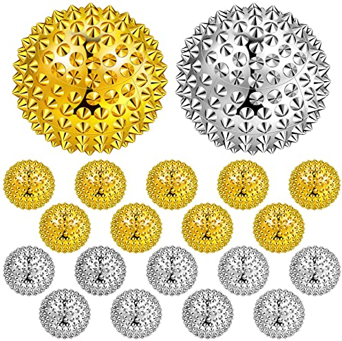 20 Stück Magnetisch Massageball Akupressur Kugel für Hand Klein Igelball für Akupressur Therapie Magnet Massage Kugel für Eltern Entspannung Stressabbau, 32 mm Durchmesser (Silbern, Golden)