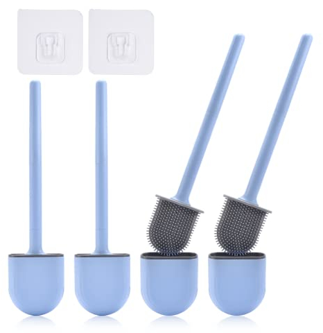 Bamodi Silikon-Toilettenbürstenreiniger - Toilettenbürsten- und Halter-Set - Bürste und Halter für das Bad - Silikon-Reinigungsbürste für das Bad - ToiletBrush_3Pack -Set mit Griff - 3er