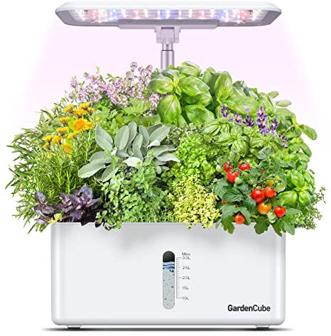 GARDENCUBE Système de culture hydroponique de jardin : 8 gousses de jardin d'herbes aromatiques d'intérieur avec lumière de croissance Kit de germination silencieuse automatique hydroponique réglable
