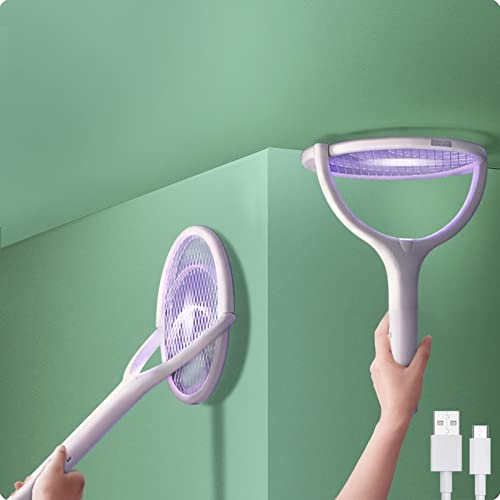 Rotierender Kopf Wiederaufladbar Elektrische Fliegenklatsche Elektrisch Wespenfalle Spinnenfänger Fliegenfalle Insektenvernichter Mückenfalle Insektenfänger Fliegenfänger Fruchtfliegen Mückenklatsche