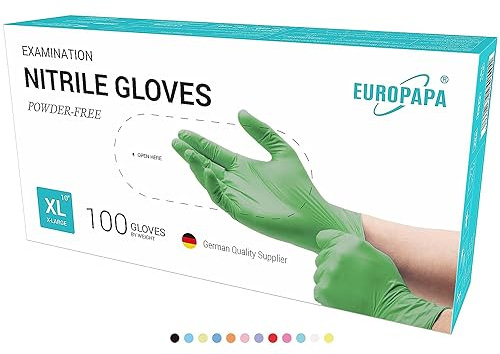 EUROPAPA® 500x Einweghandschuhe Nitrilhandschuhe puderfrei Untersuchungshandschuhe EN455 EN374 latexfrei Einmalhandschuhe Handschuhe in Gr. S, M, L & XL verfügbar (Grün, XL)