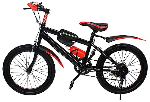Cutycaty 20 Zoll Kinderfahrrad Jungen Mädchen Fahrrad Jungen Mountainbike 7-Gang Kinder Fahrrad Doppelscheiben-Sicherheitsbremse Verstellbare Höhe FahrräDer Rot