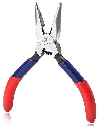 GOLD DEER Mini alicates de punta larga de aguja, alicates de punta de cadena, alicates de precisión multifunción, herramientas de fabricación de joyas, mango de agarre cómodo, alicates de manualidades