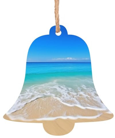 Strand und Meer Holz Weihnachtsglocke Form Ornamente Holz Weihnachtsbaum Hängende Dekoration Weihnachtsbaum Ornamente mit Seilen für Weihnachten Urlaub Dekorationen