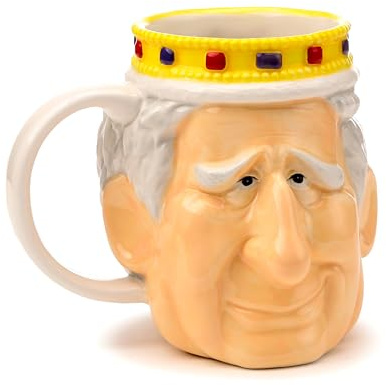 Puckator King Charles III Ceramic Head Shaped Tea Coffee Mug - Funny Home Accessories - Cute Gifts for Girlfriend - Large Mugs for Men Women Hot Drinks - Cute Cups Presents Secret Santa Gift Cup Set