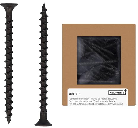 HELPMATE – Vis placo à fixation rapide – 3,9x55 mm – Phosphatée PH2 – 150 pièces – à filetage grossier Bois – Vis a placo pour cloisons sèches et Tête en trompette – Profilés en U