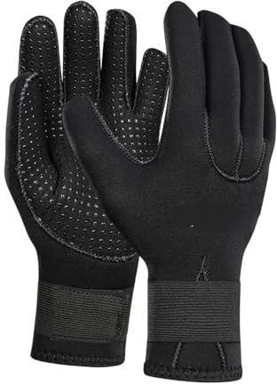 WEbjay Tauchhandschuhe 3 mm Neopren-Tauchhandschuhe, rutschfeste Schwimmhandschuhe for Herren und Damen Neoprenhandschuhe (Color : Noir, Size : S)