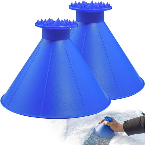 Grattoirs à Glace Ronds Grattoirs à Glace Magiques pour Pare-Brise De Voiture Cône De Glace Entonnoir Pelle à Neige pour SUV Voitures Pare-Brise Voiture Vitres Cadeau De Noël (Bleu)