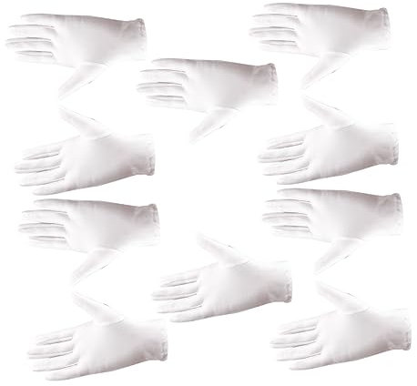 DOITOOL 5 Paare Schmuck-Etikette-Handschuhe Baumwollhandschuhe medizinisch Schmuckhandschuhe protect schutzzelt elastische Handschuhe dehnbare Handschuhe Frühling und Sommer Fräulein Weiß