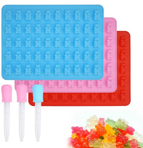 3 silikonformar för gummibjörnar med 3 pipetter
